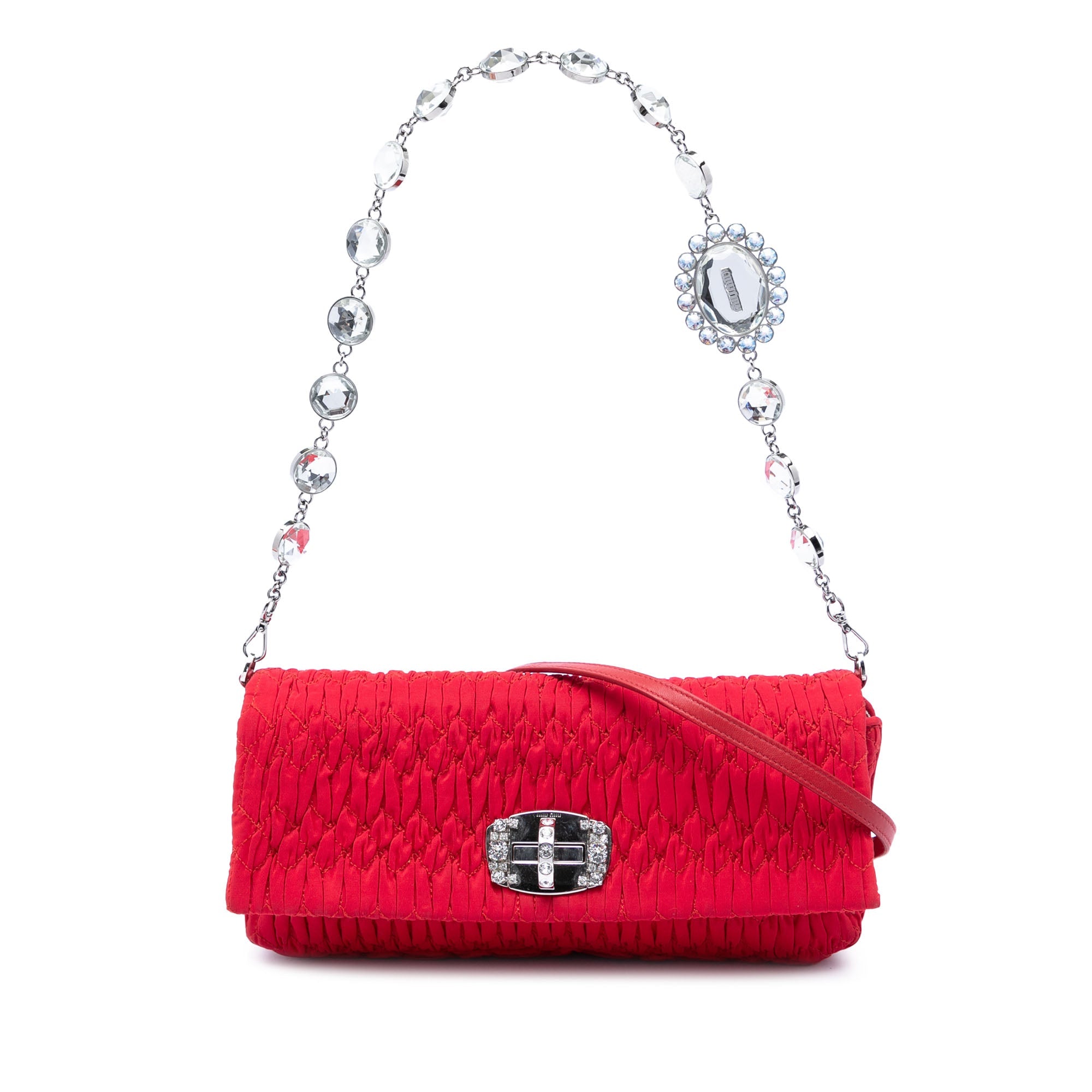 Matelasse Nylon Crystal Chain Satchel