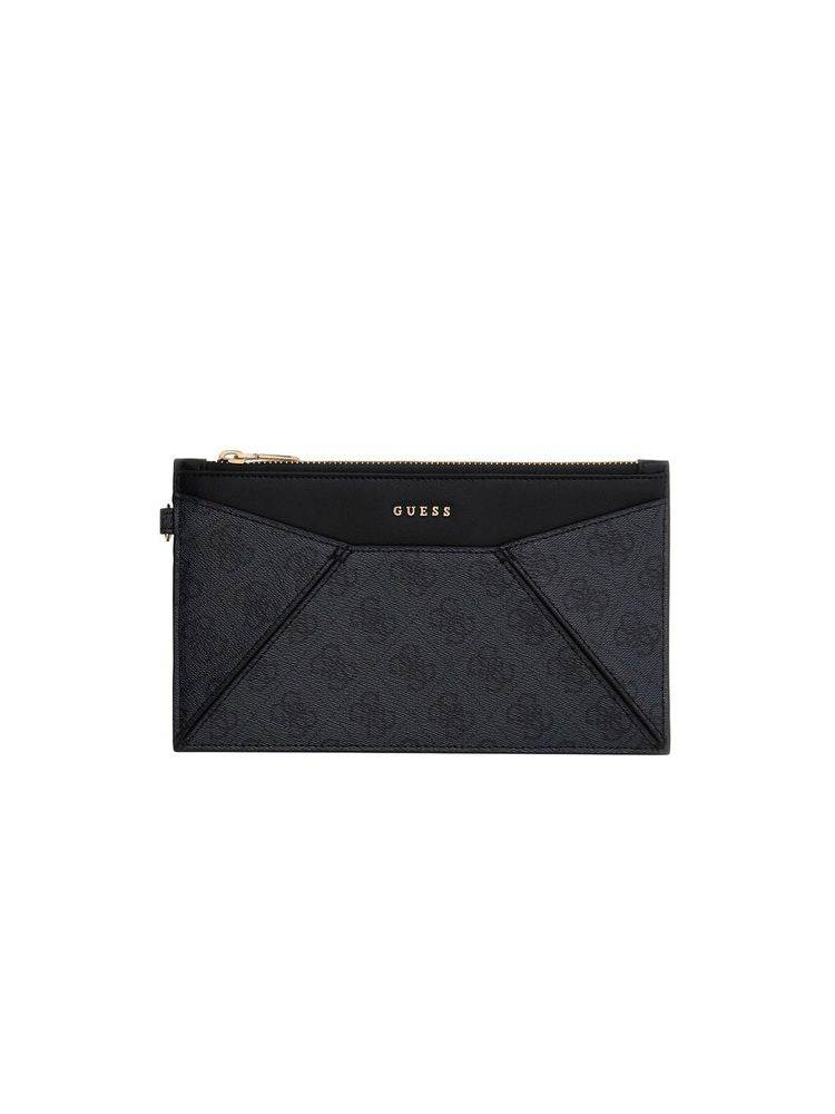 Guess Geometric Polyurethane Card Case — Black