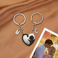 Llavero Personalizado en Forma de Corazón Gato Negro Gato Blanco con Inicial Uso Diario San Valentín Aniversario Regalo para Amante de los Gatos Novio Novia