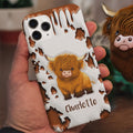 Funda personalizada de doble capa para iPhone con nombre Vaca de las Tierras Altas Regalo de cumpleaños para los amantes de las vacas de las Tierras Altas