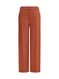 Brunello Cucinelli Linen Wide-Leg Trousers — Orange