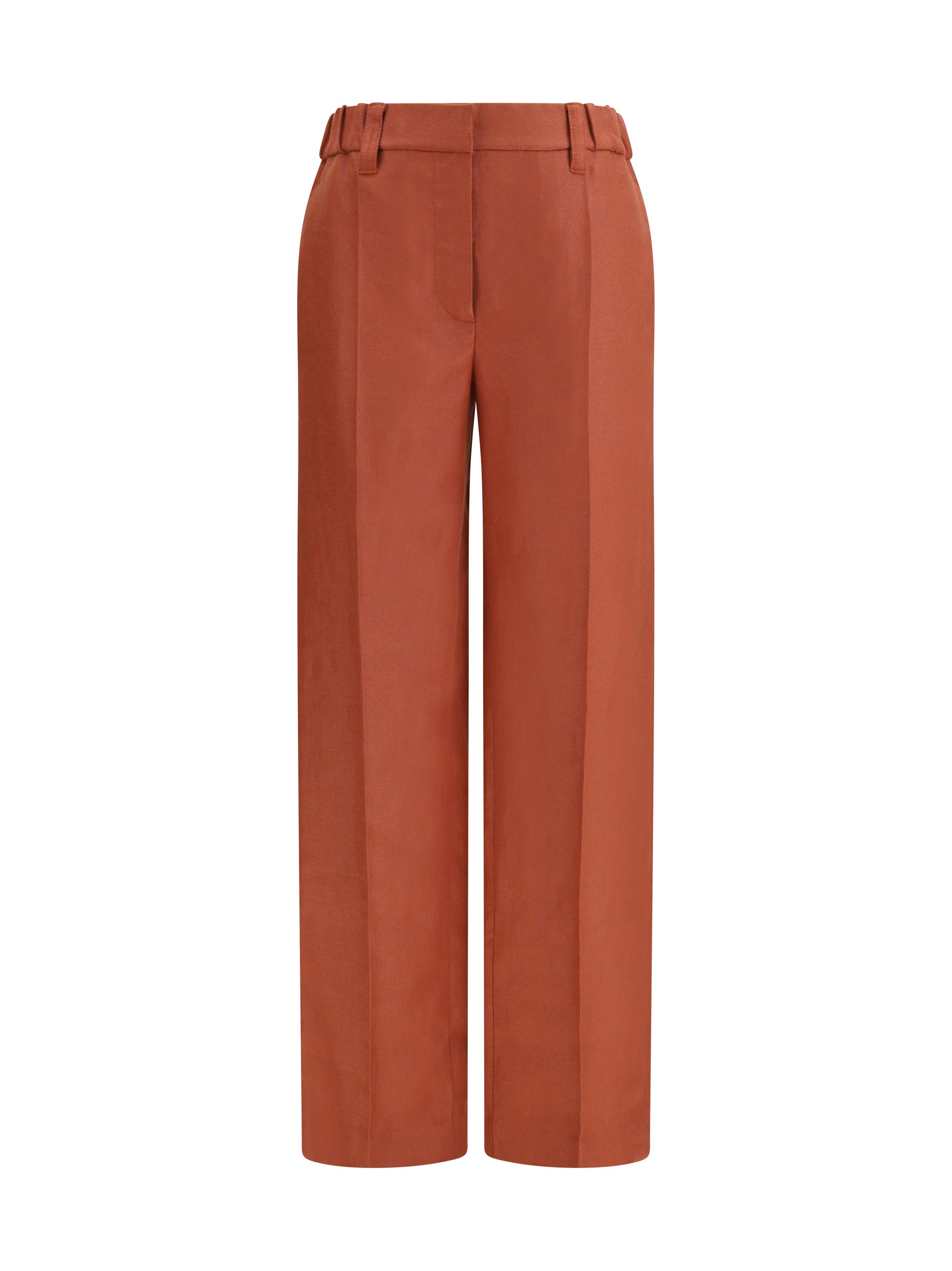 Brunello Cucinelli Linen Wide-Leg Trousers — Orange