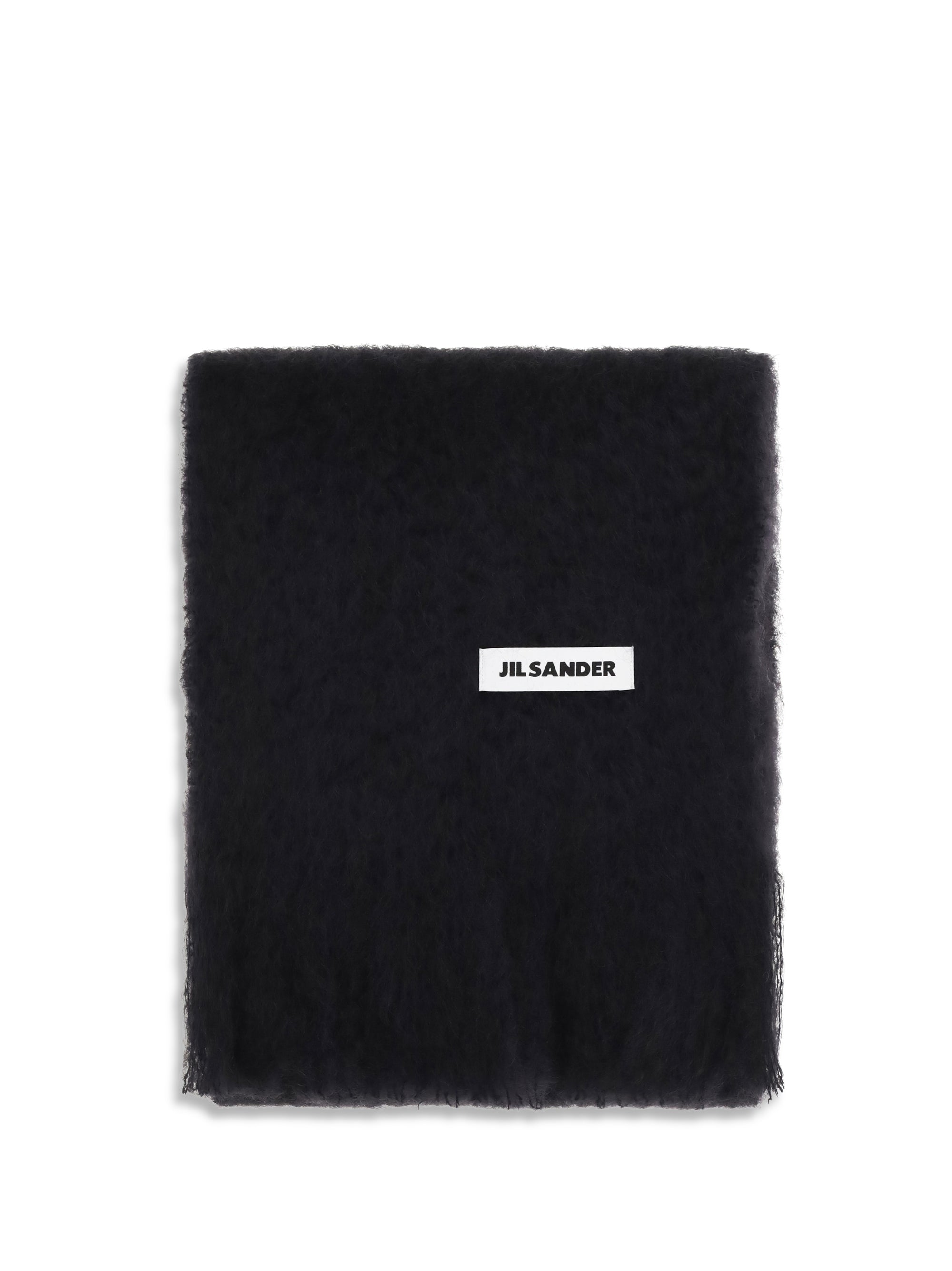 Jil Sander Wool with Logo Scarf — Black