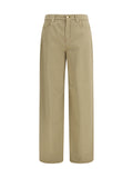 Max Mara Studio Cotton Satin Baggy Trousers — Beige