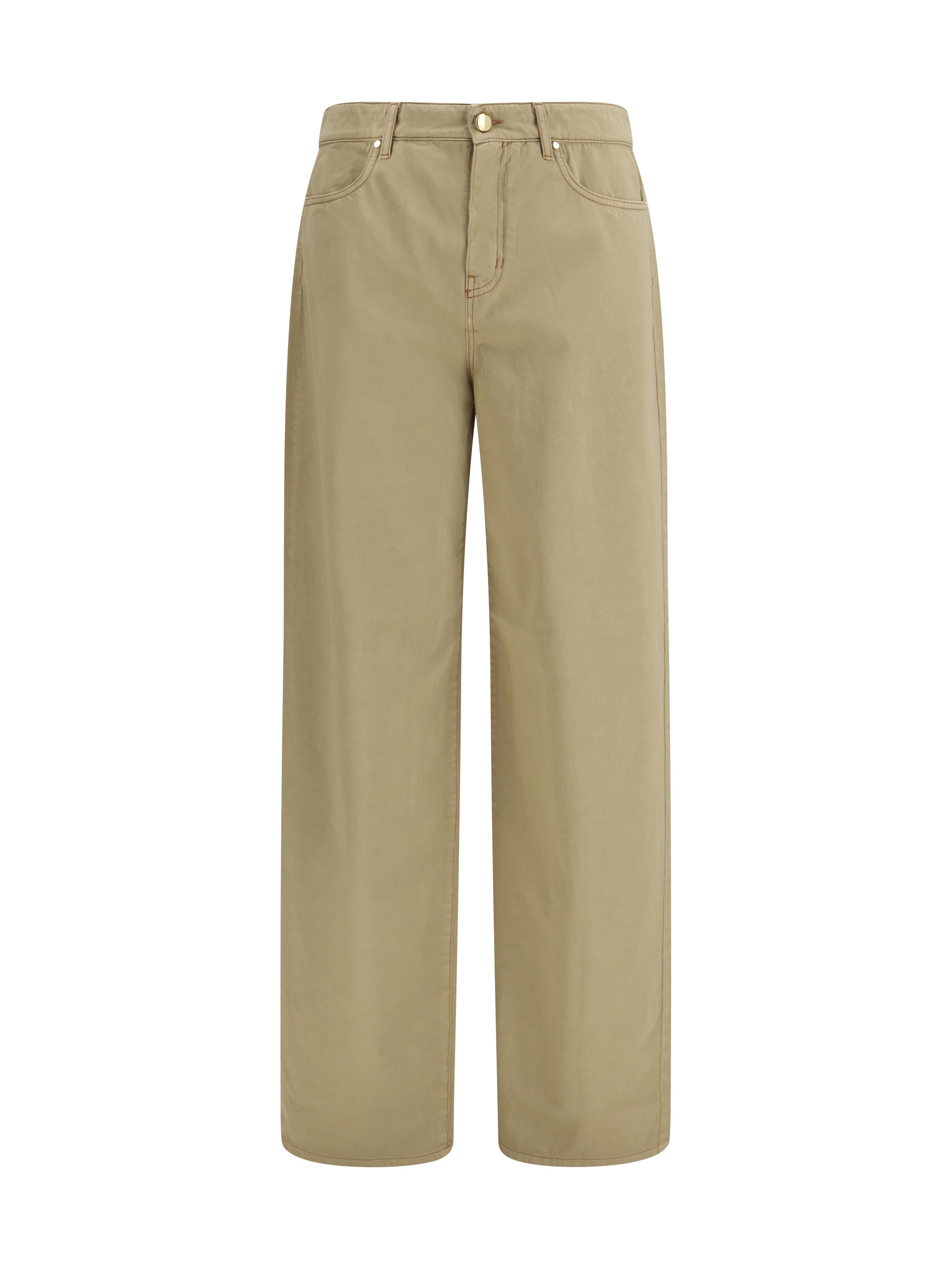 Max Mara Studio Cotton Satin Baggy Trousers — Beige
