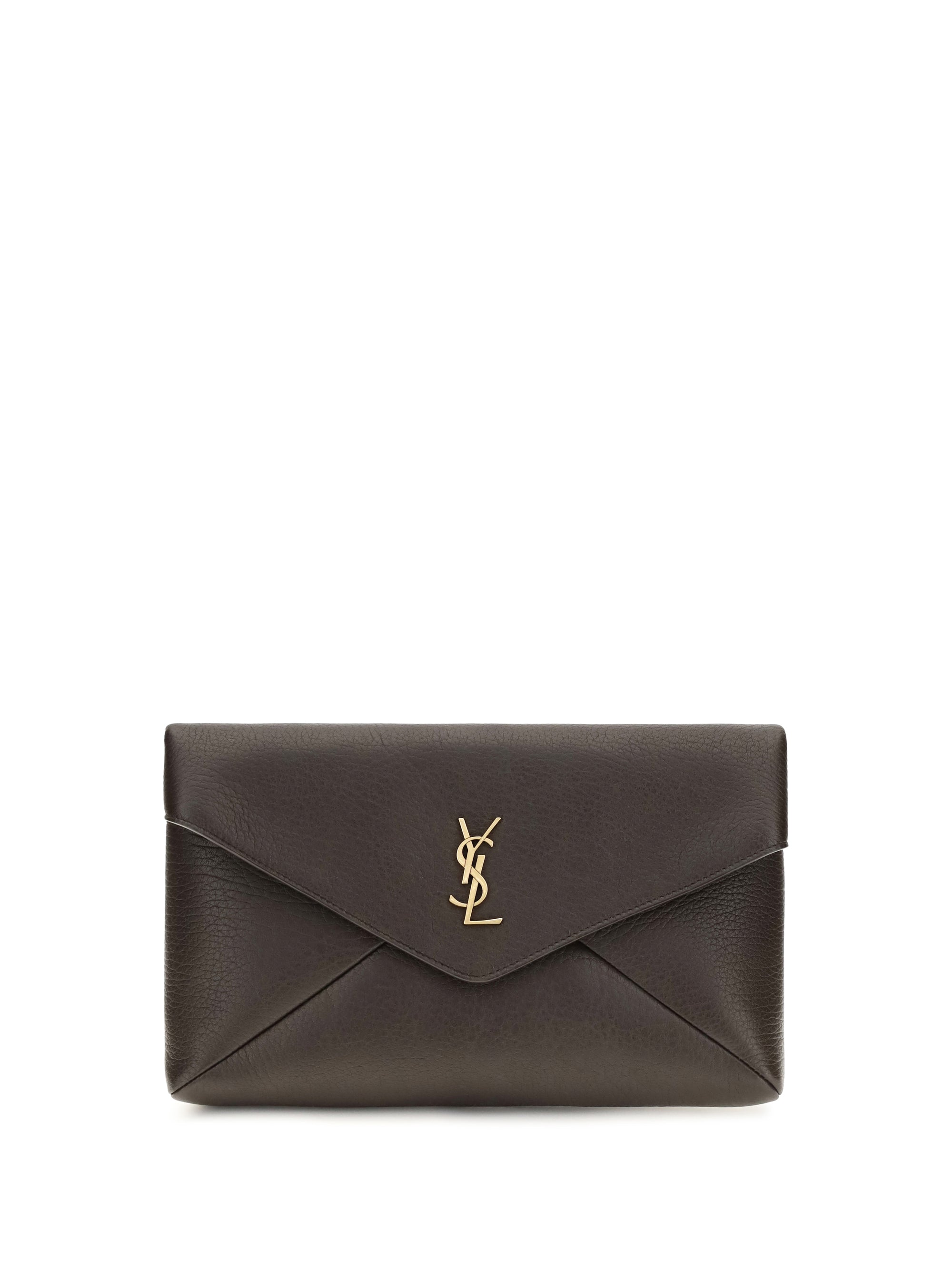 Saint Laurent Busta Pouch Wallet — Brown