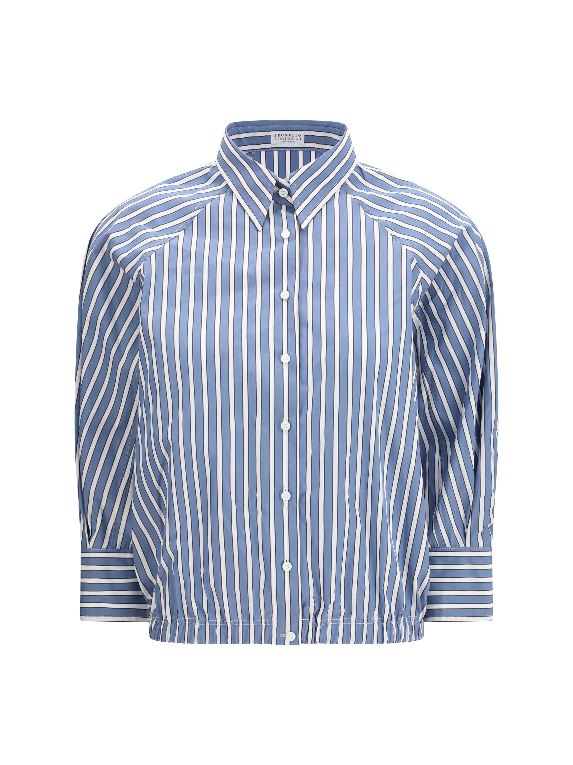 Brunello Cucinelli Shadow Stripe Poplin Shirt — Blue