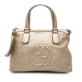 Small Metallic Leather Soho Working Satchel