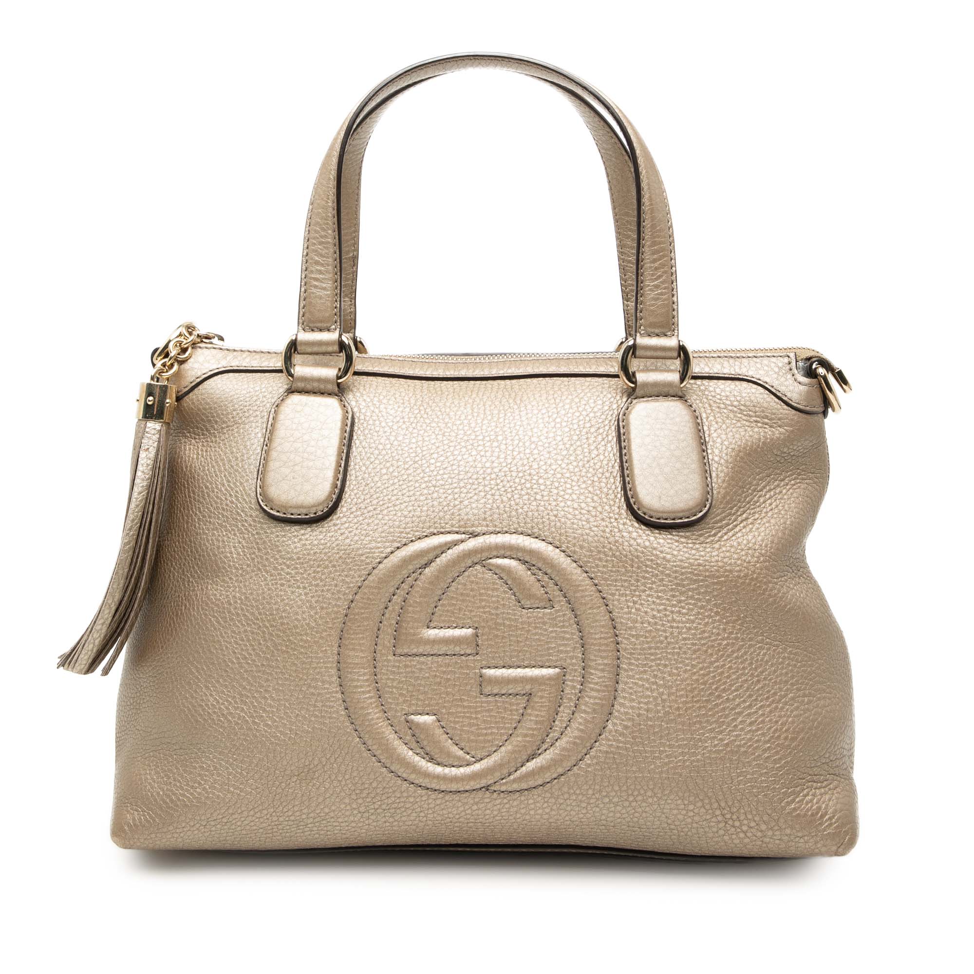Small Metallic Leather Soho Working Satchel