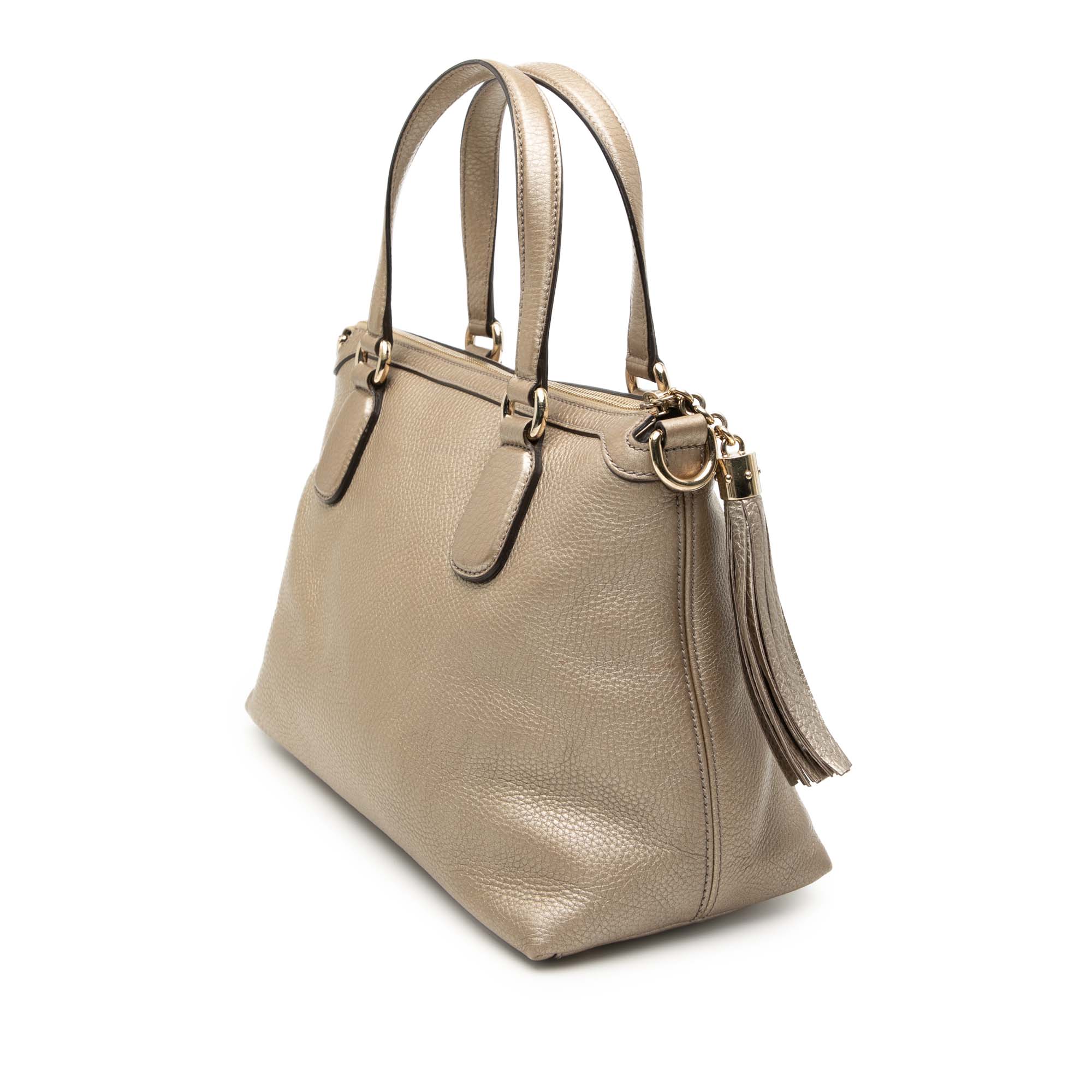 Small Metallic Leather Soho Working Satchel
