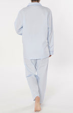 Pijama Mujer Largo Solapa Algodón Dobby Estampado - Azul 0200_30