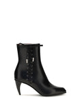 Alexander McQueen Curved-Heel Ankle Boot with Side Lacing Boot — Black