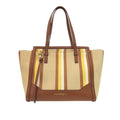 Medium Striped Canvas and Leather Amy Tote