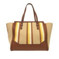 Medium Striped Canvas and Leather Amy Tote