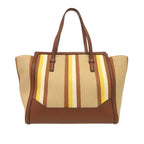 Medium Striped Canvas and Leather Amy Tote
