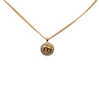 Gold Plated Strass CD Round Pendant Necklace