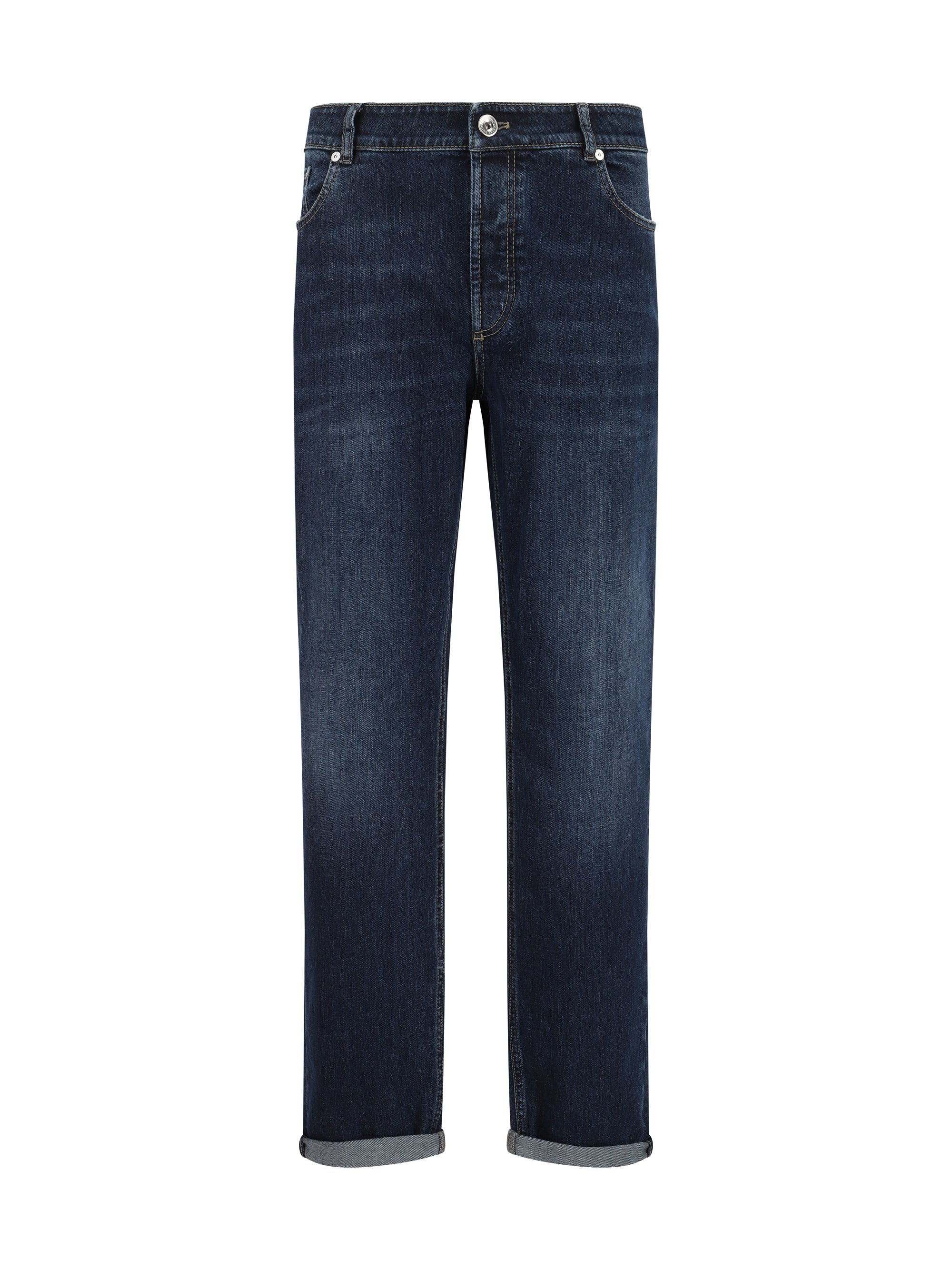 Brunello Cucinelli Straight-Fit Denim Jeans — Navy