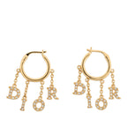 Dio(r)evolution Gold Plated Strass Drop Hoop Earrings