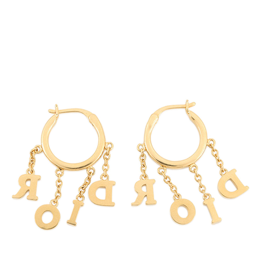 Dio(r)evolution Gold Plated Strass Drop Hoop Earrings