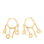 Dio(r)evolution Gold Plated Strass Drop Hoop Earrings