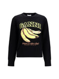 Ganni Banana-Print Sweater — Black