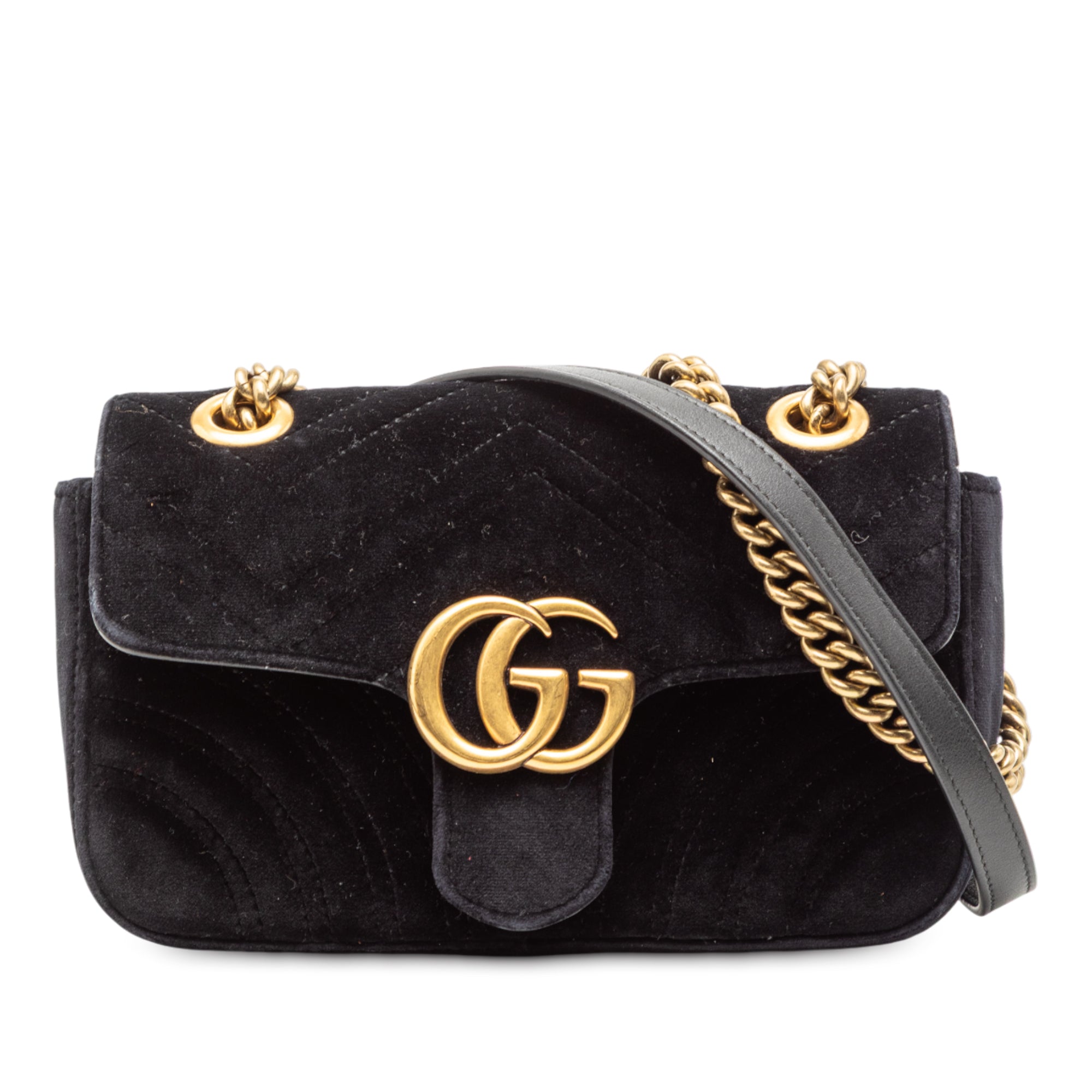 Small GG Marmont Matelasse Velvet Shoulder Bag