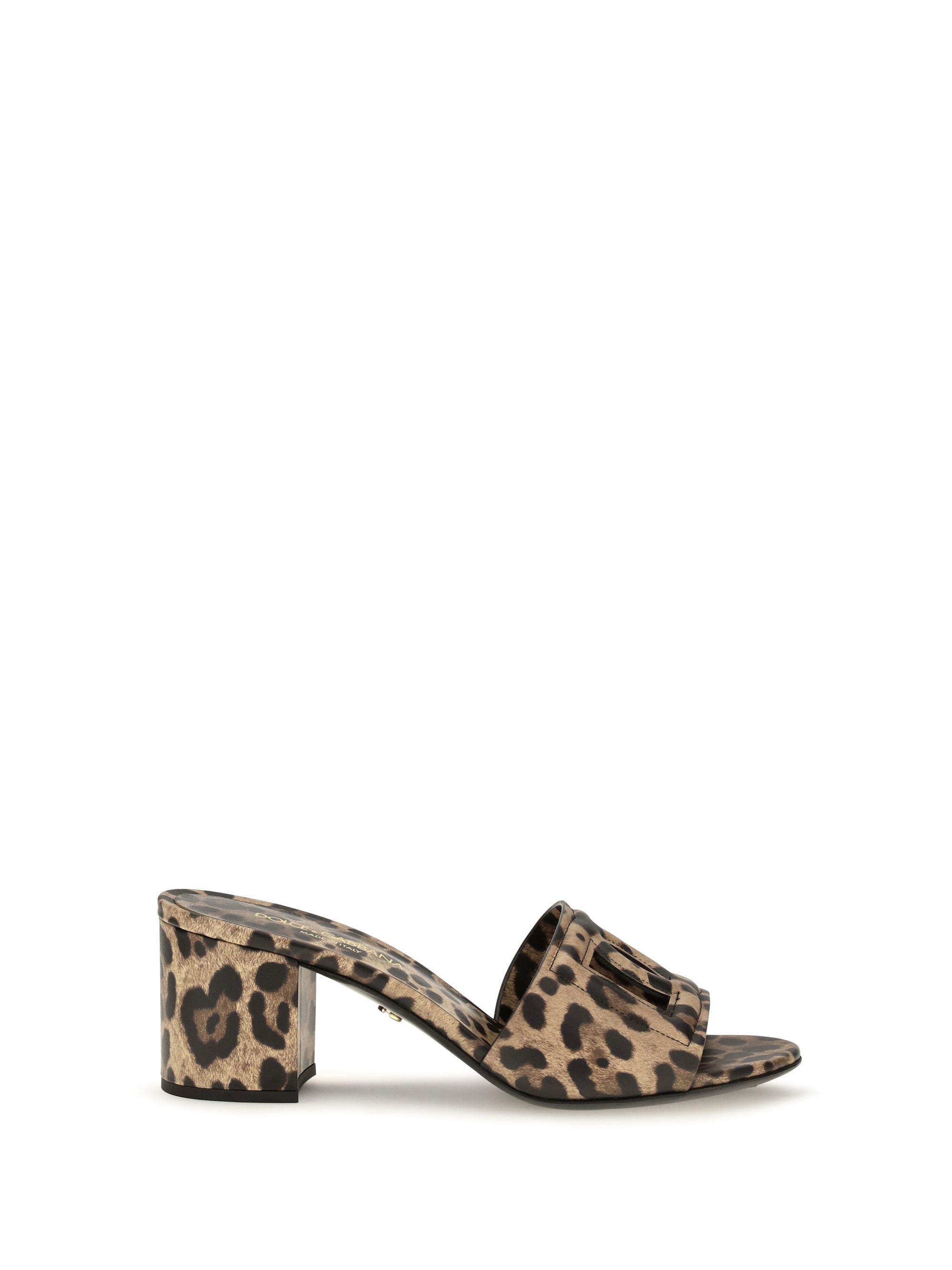Dolce & Gabbana Leopard-Print Calf Leather Mule — Beige