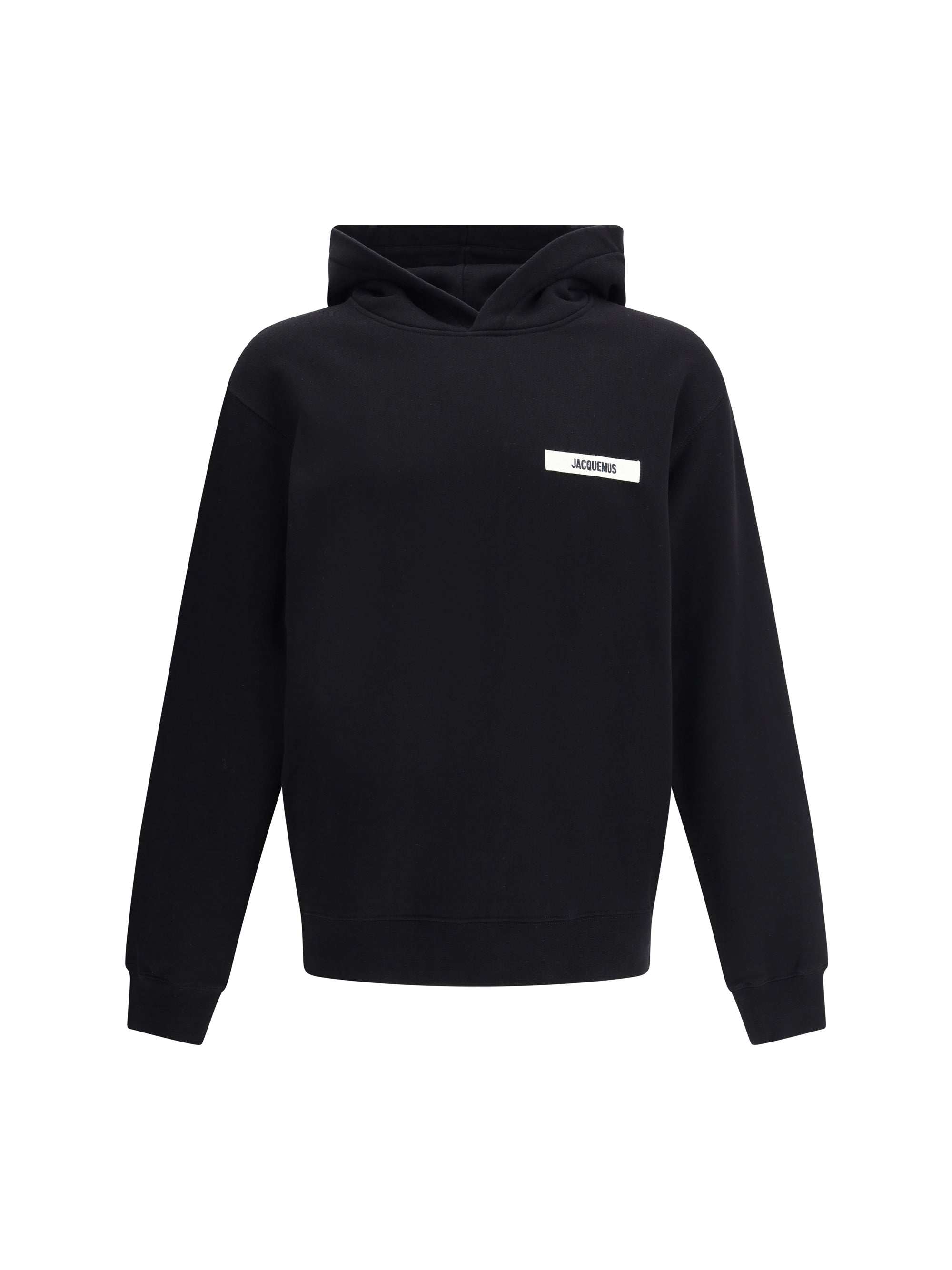 Jacquemus Logo-Patch Cotton Hooded Sweatshirt — Black