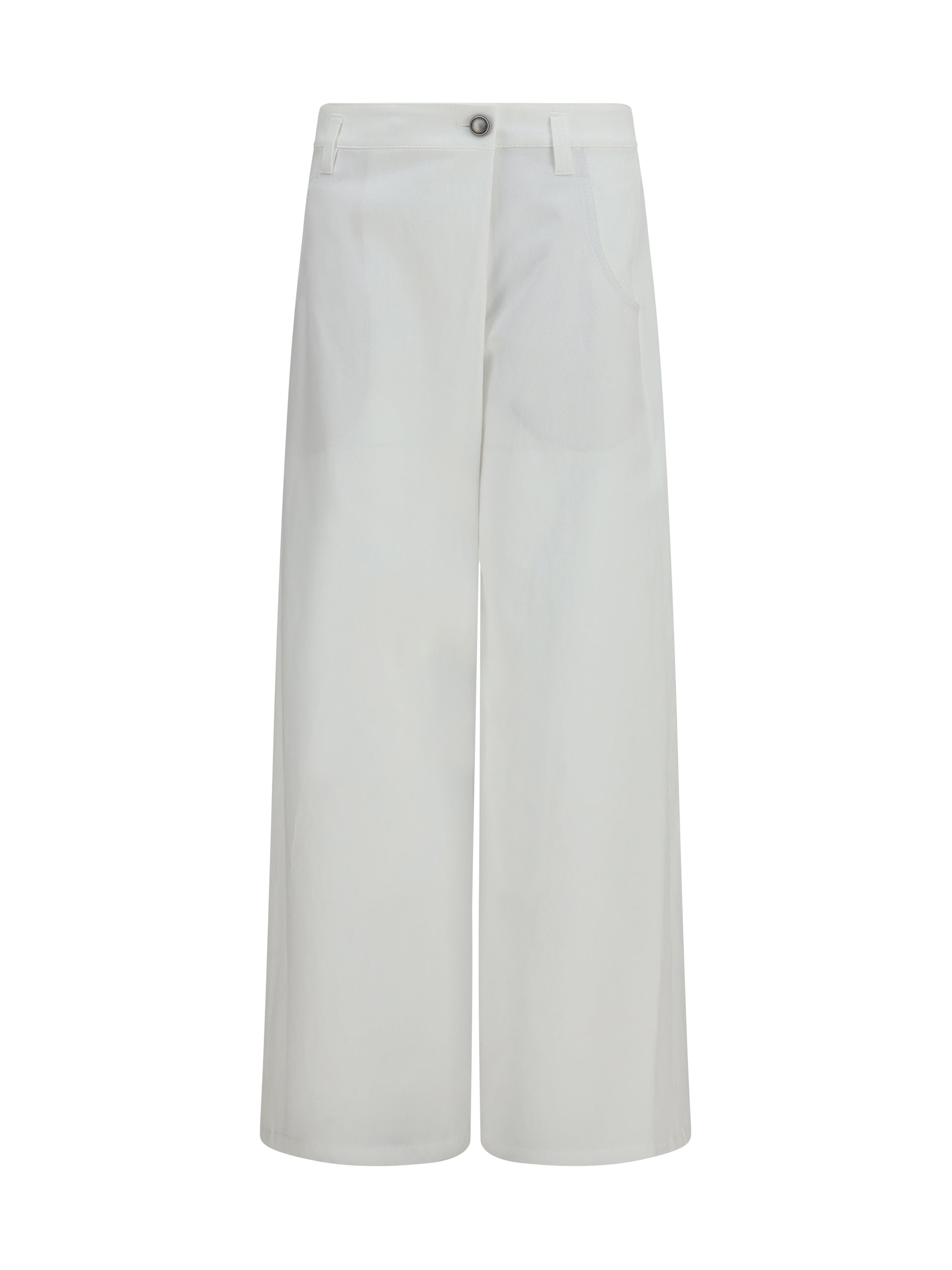 Brunello Cucinelli Straight-Leg Cotton Trousers — White
