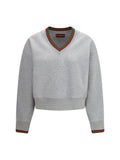 Gucci Web-Trimmed Cotton Jersey Sweatshirt — Gray