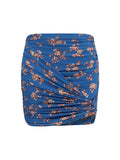 Magda Butrym Draped Floral-Print Skirt — Blue