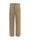 Prada Technical Canvas Wide-Leg Trousers — Beige