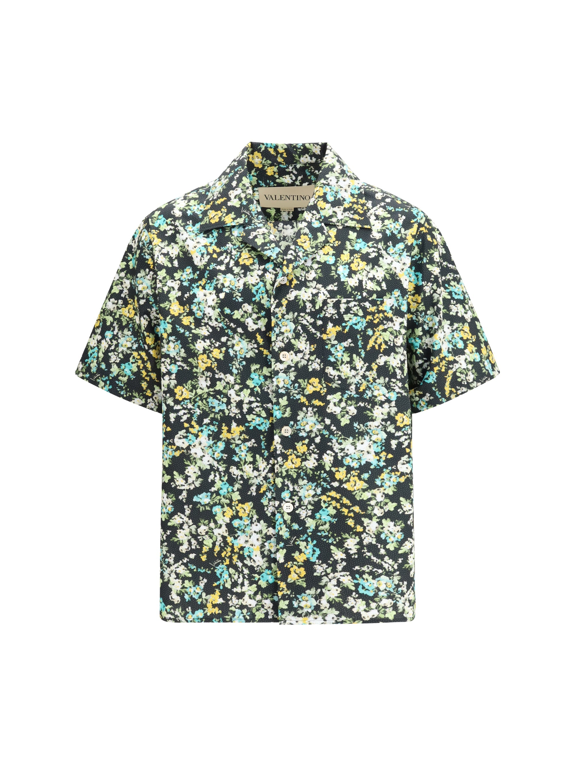 Valentino Papier Floral Print Shirt — Black