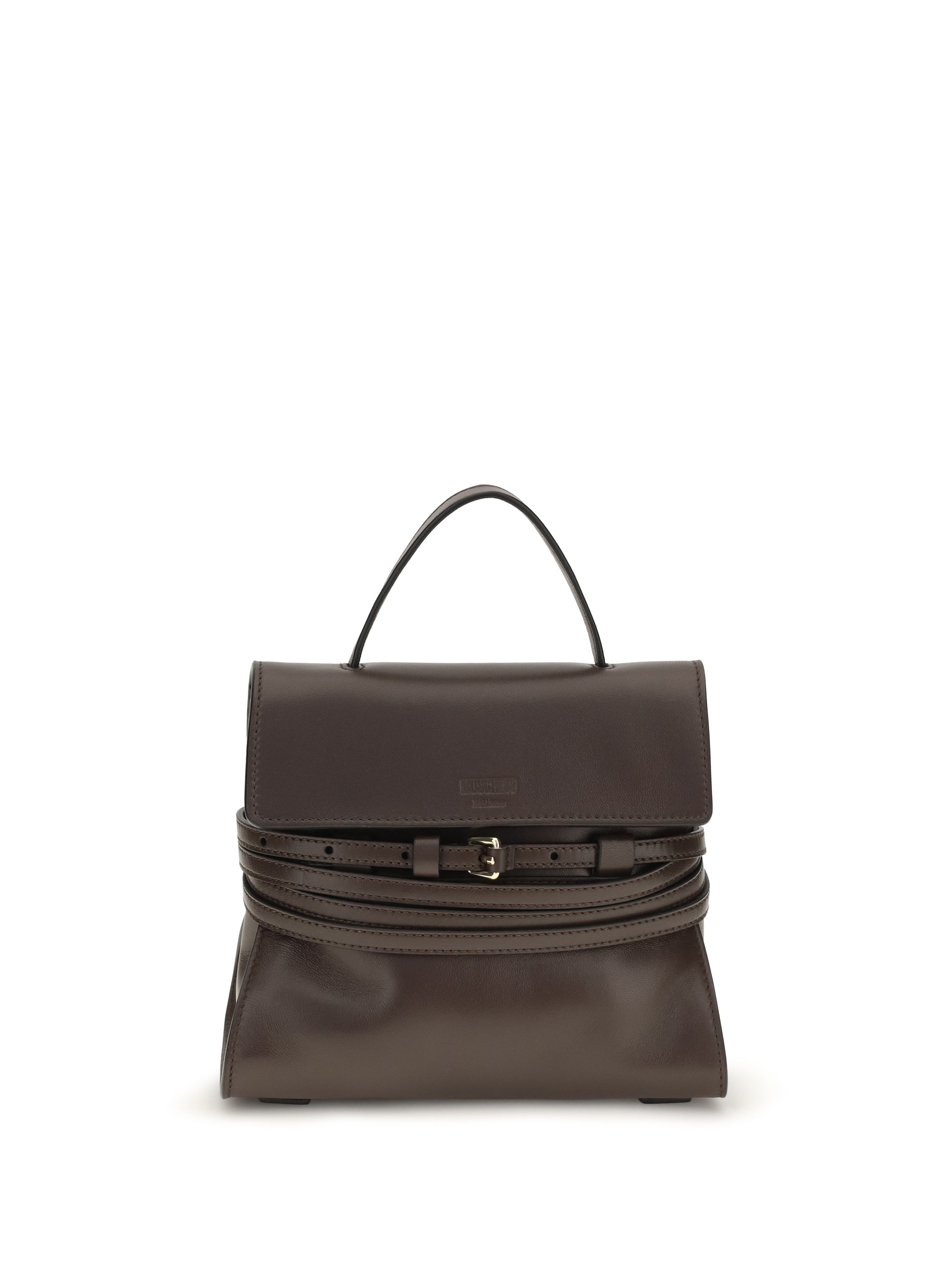 Moschino Tie Me Top Handle Bag — Brown