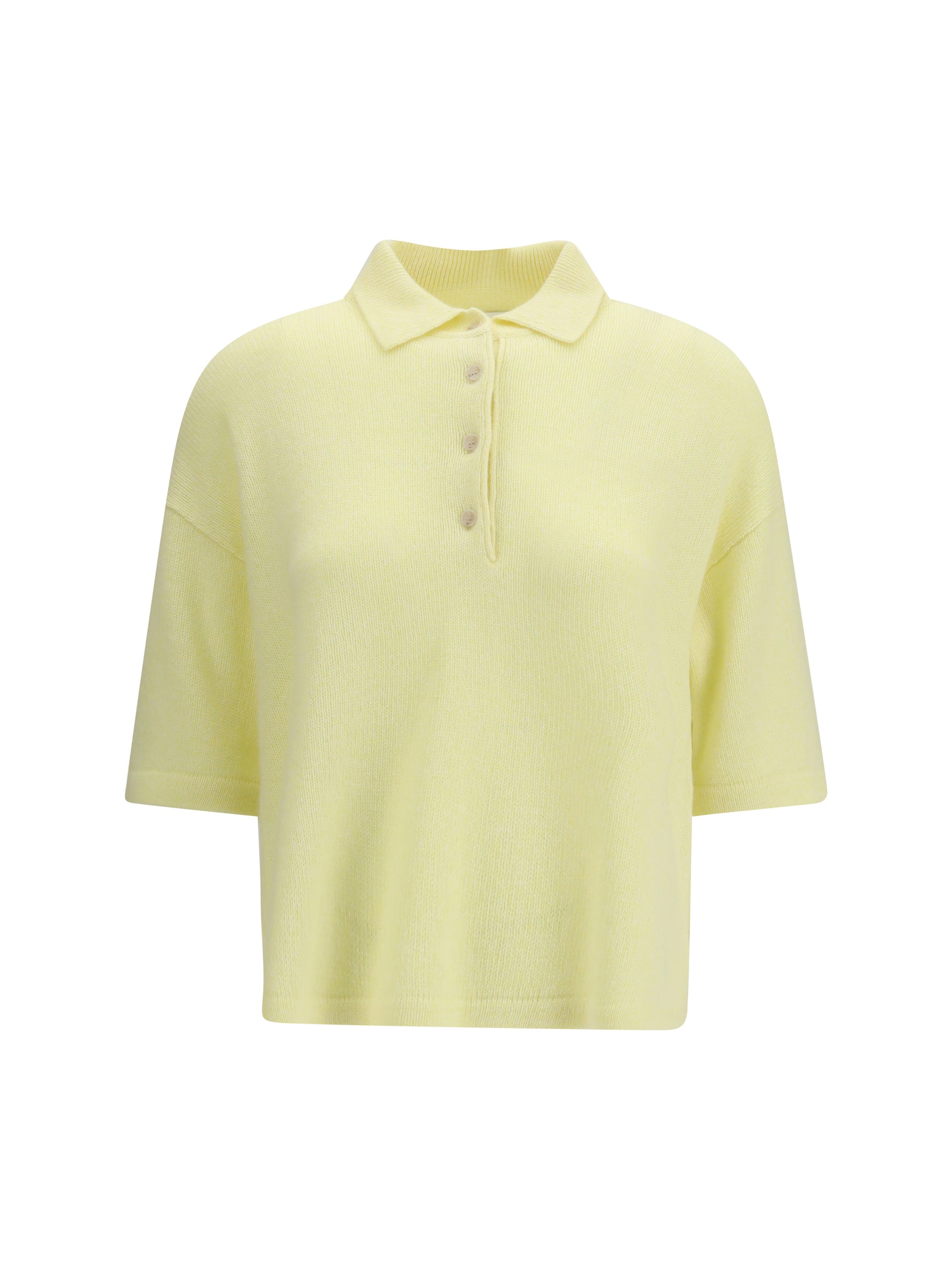 Allude Cashmere Knit Polo — Yellow
