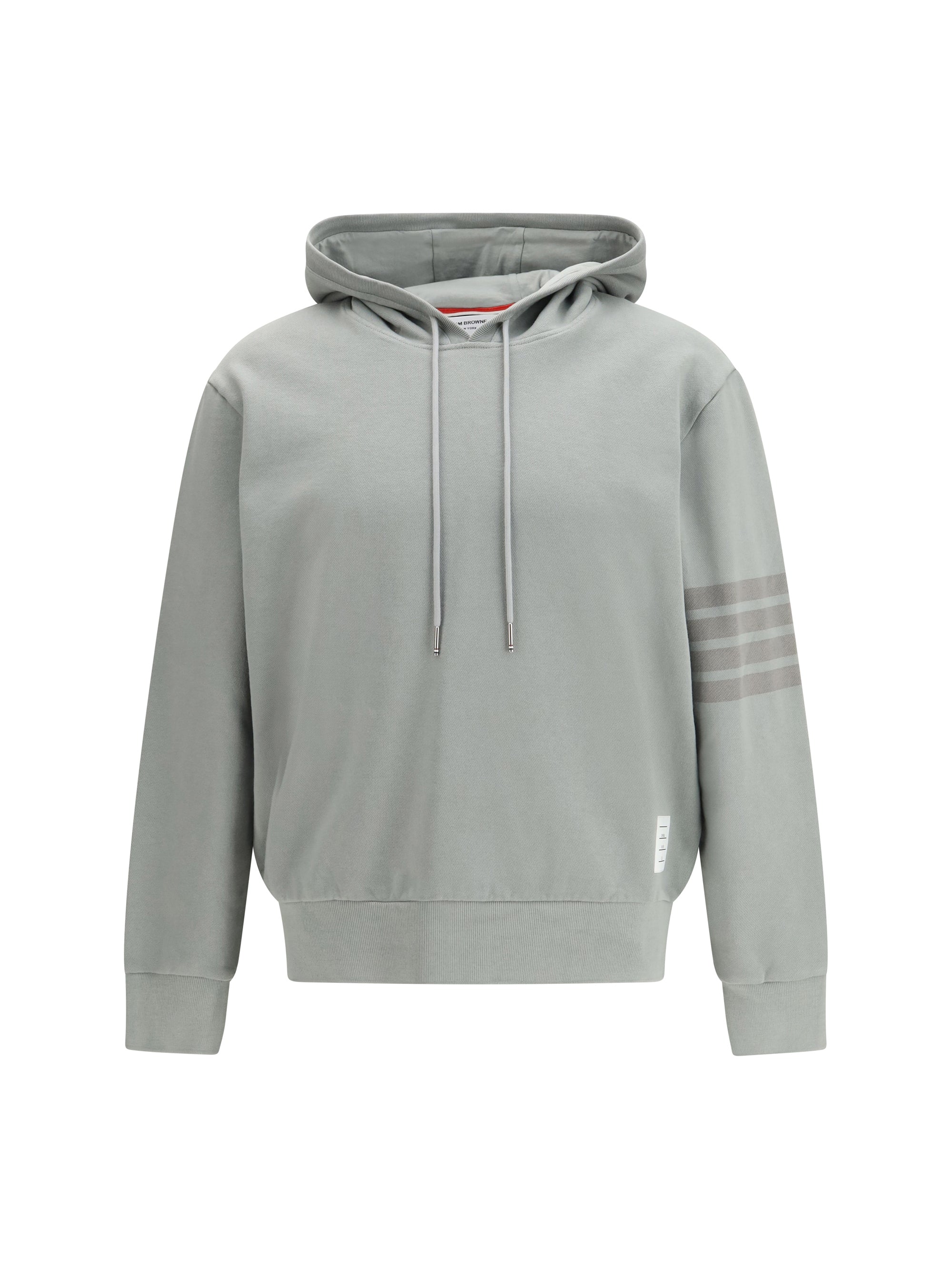Thom Browne Striped Cotton Hoodie — Gray