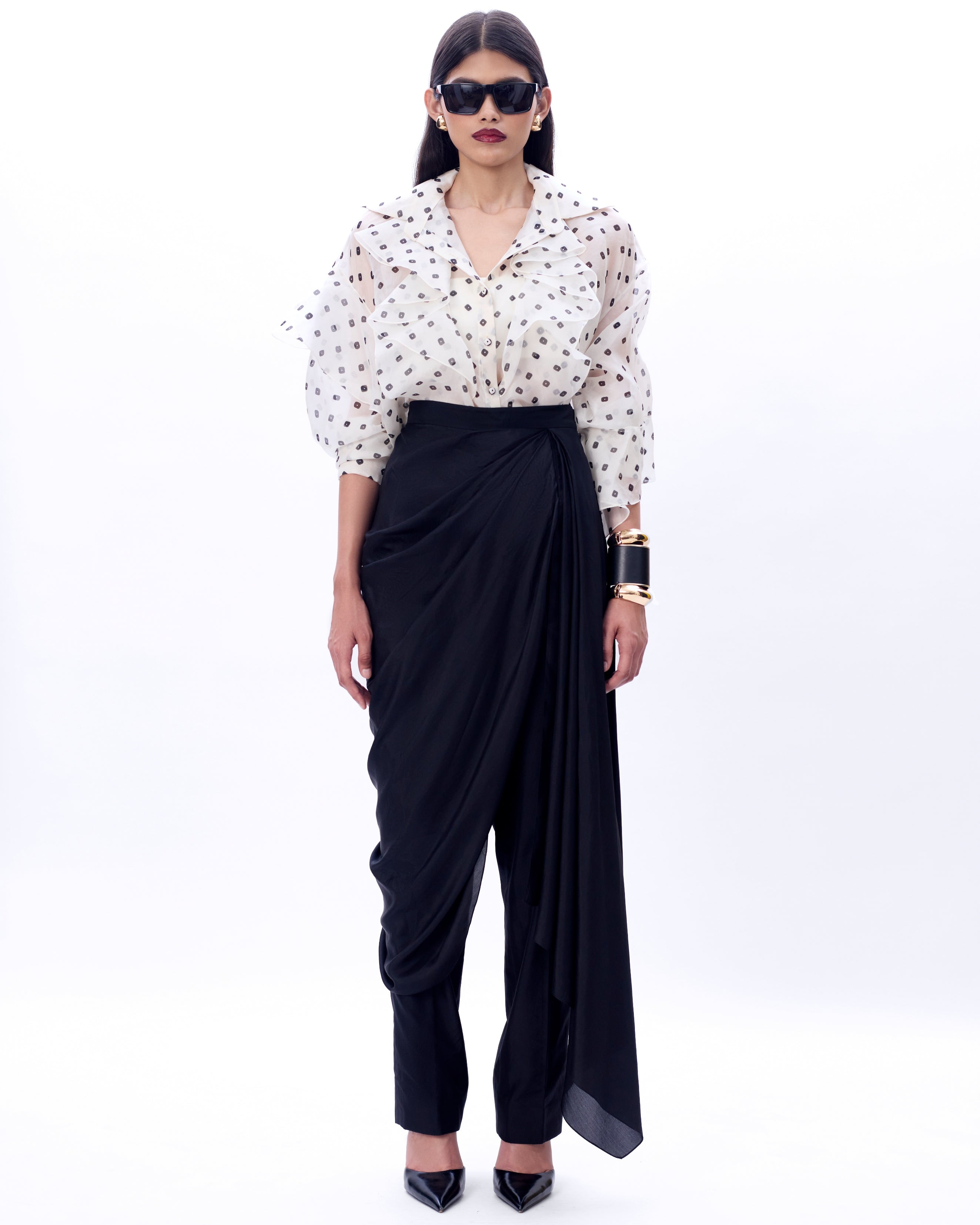 Ivory Malle Shirt and Pants Set By KYNAH, Luxury Indian Fashion & Bridal Wear