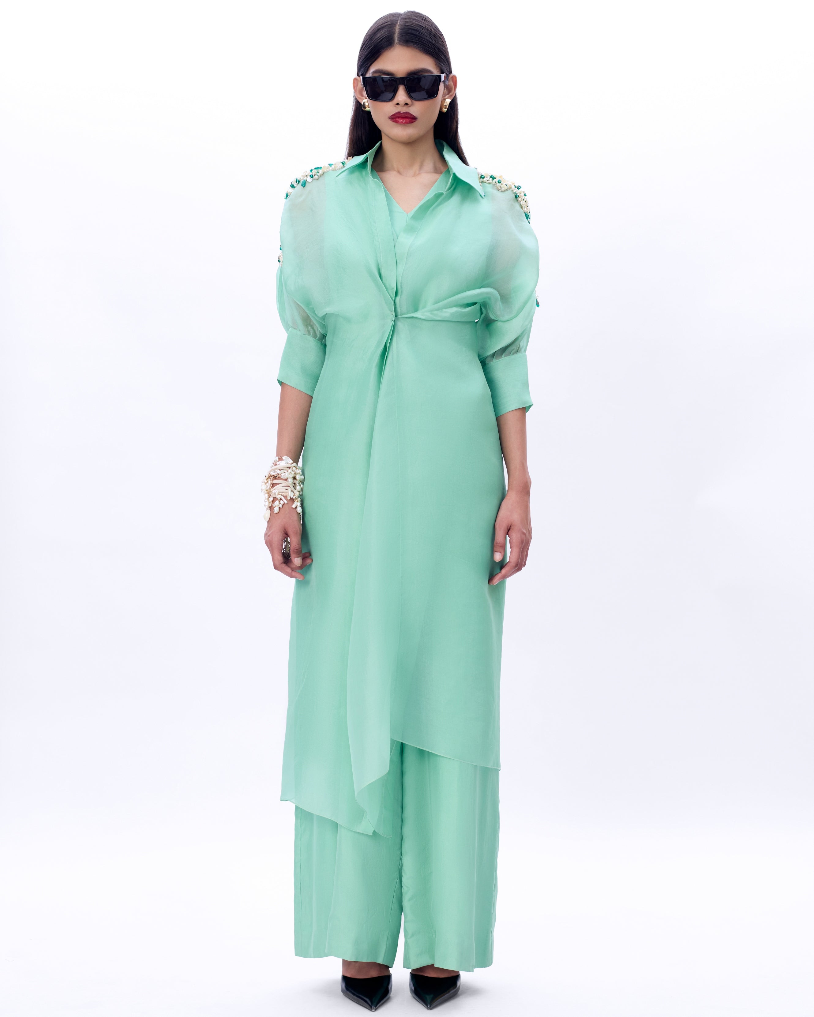 Embroidered Moulin Jumpsuit By KYNAH, Luxury Indian Fashion & Bridal Wear