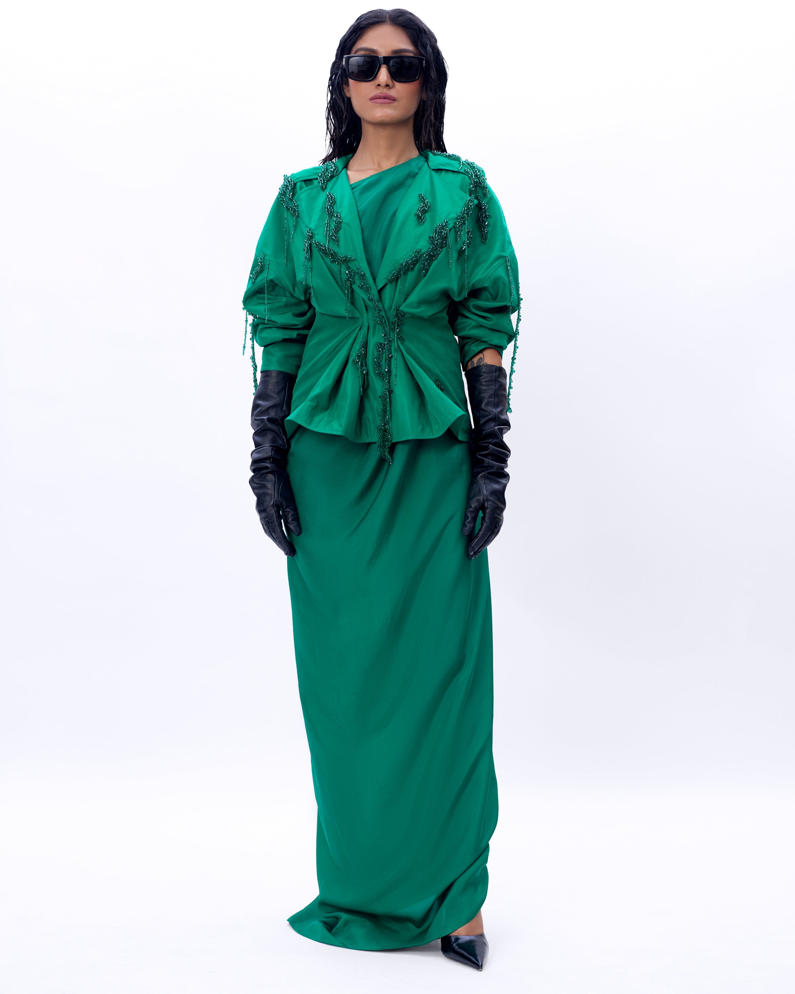 Embroidered Virna And Raffle Skirt By KYNAH, Luxury Indian Fashion & Bridal Wear