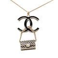 Gold Plated and Enamel CC and Flap Bag Pendant Necklace