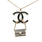 Gold Plated and Enamel CC and Flap Bag Pendant Necklace