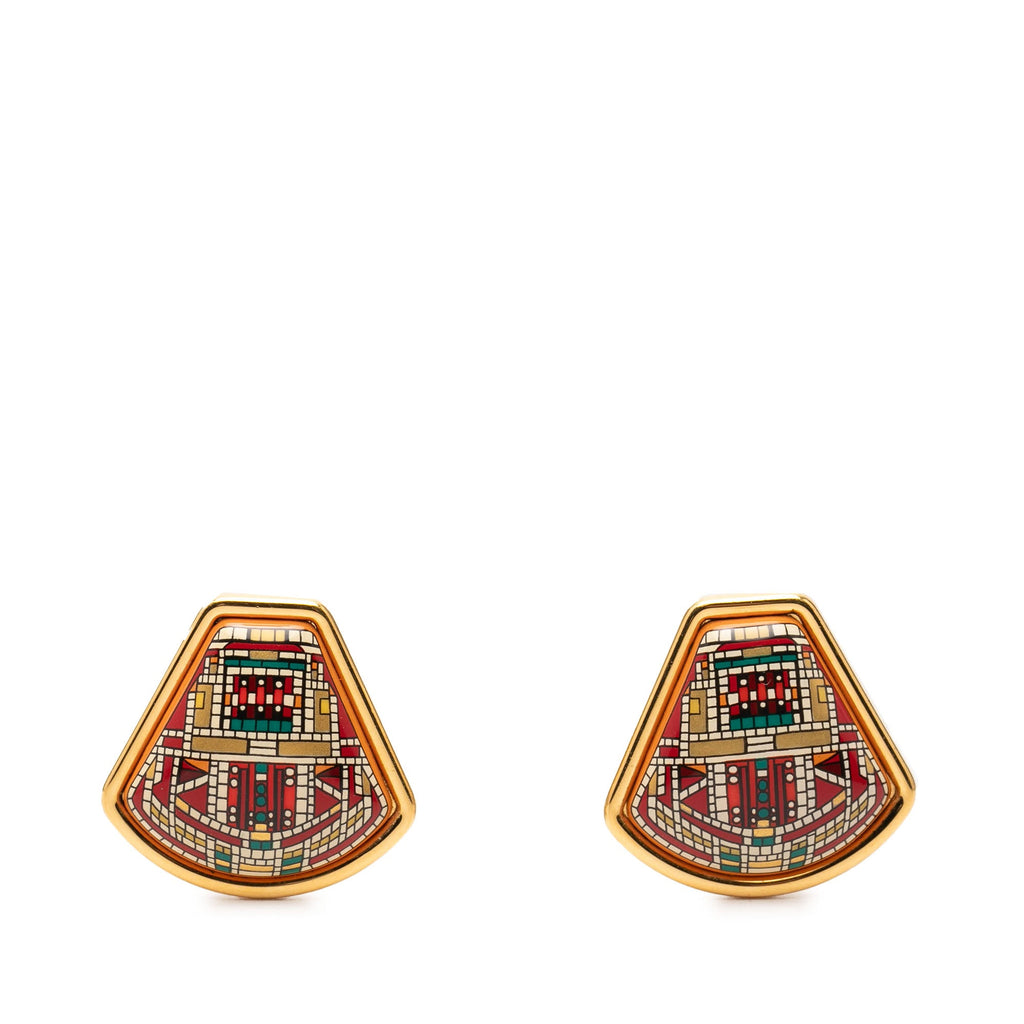 Enamel Cloisonne Clip On Earrings