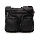 Saffiano Trimmed Tessuto Zip Top Crossbody