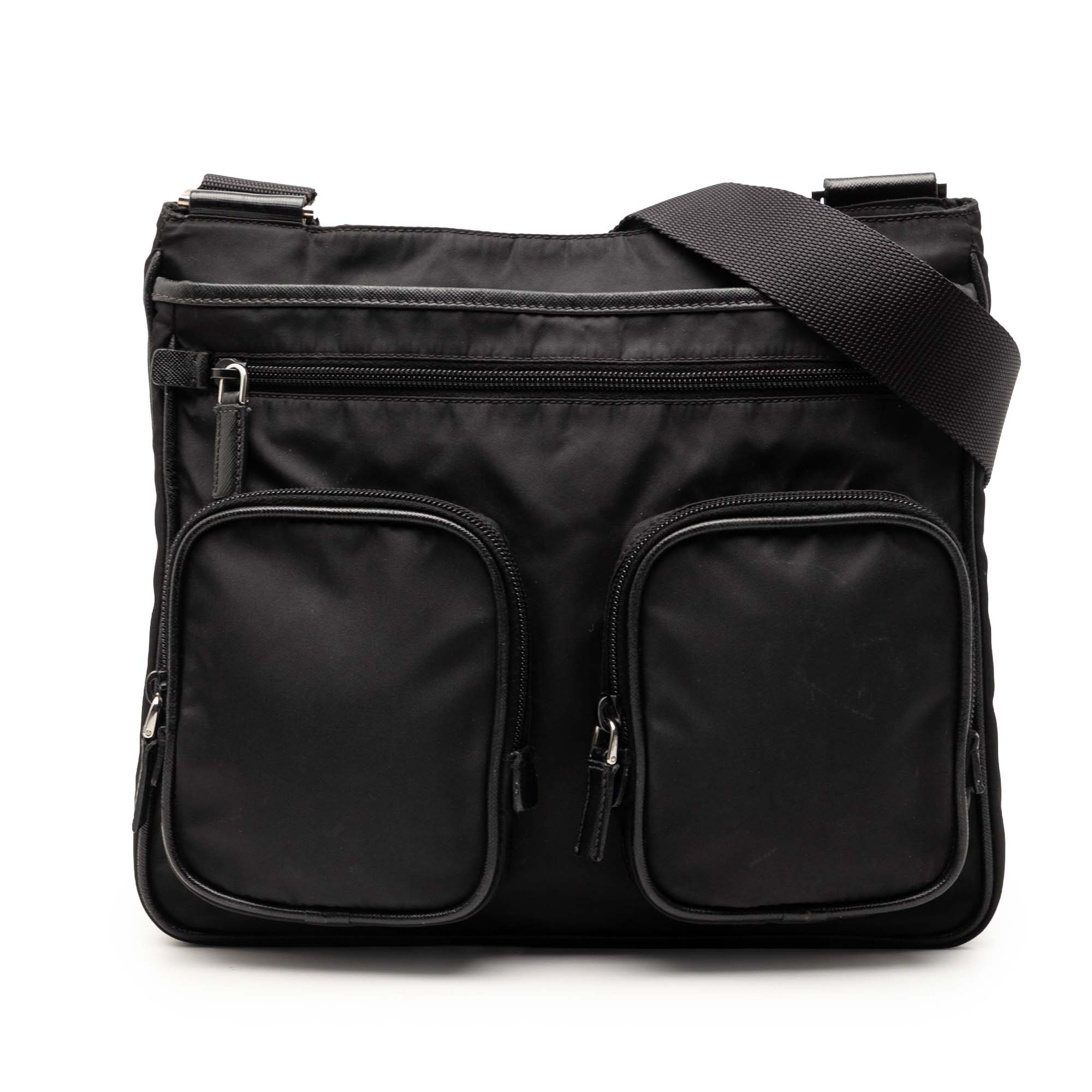 Saffiano Trimmed Tessuto Zip Top Crossbody
