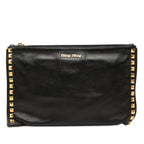 Studded Leather Zip Clutch