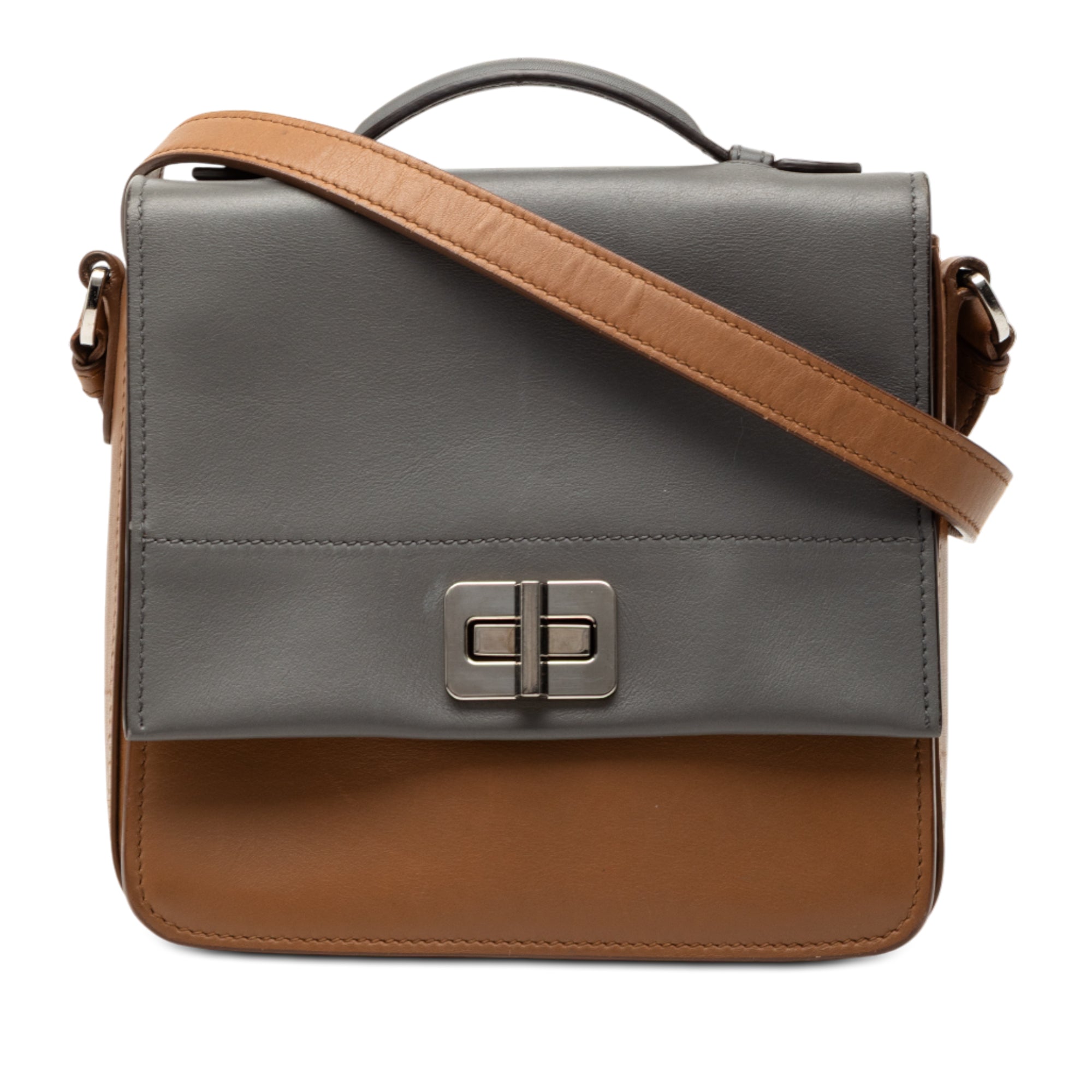 Bicolor City Calf Satchel