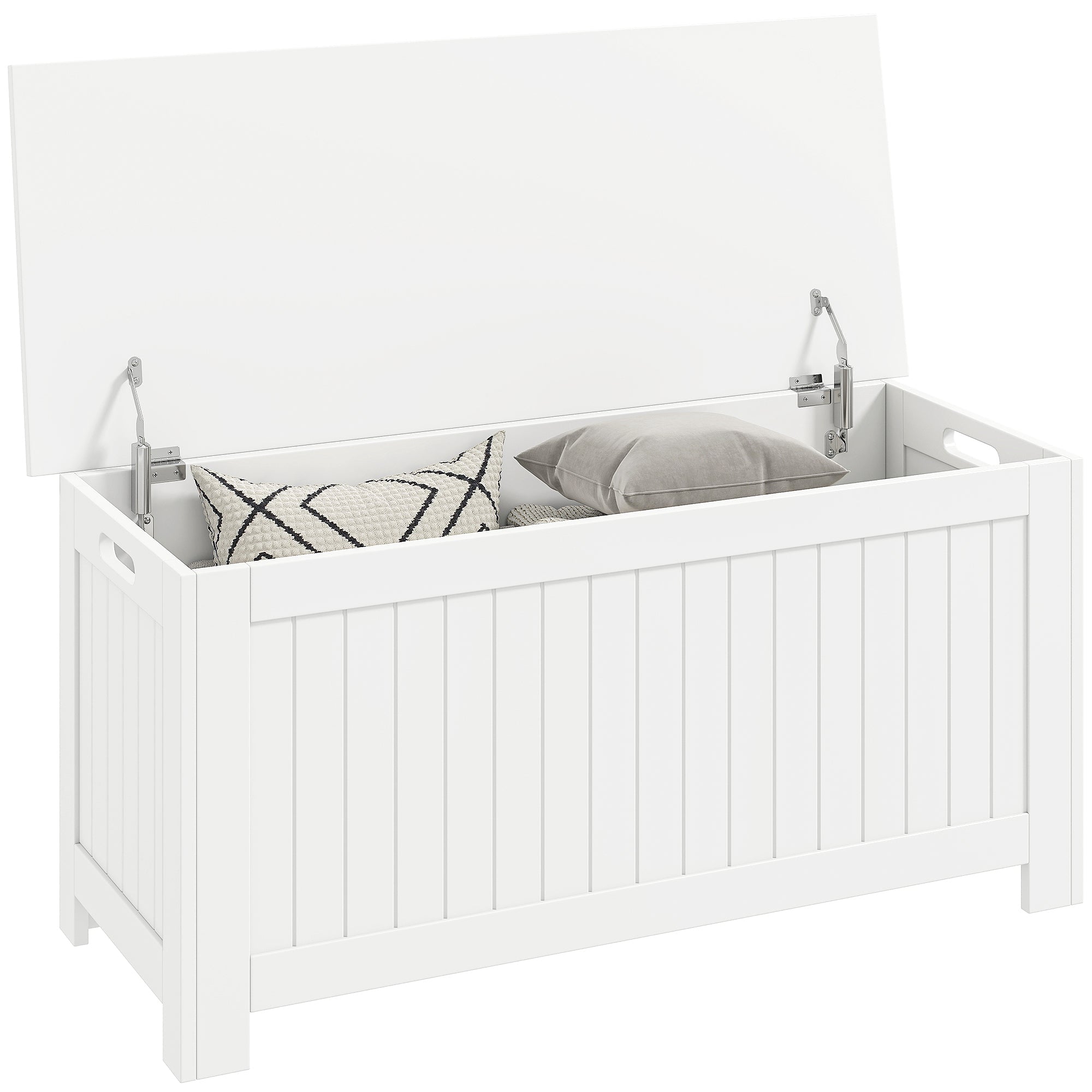 39" x 16" x 18" Storage Chest with Flip-Top Lid and 2 Safety Hinges, White