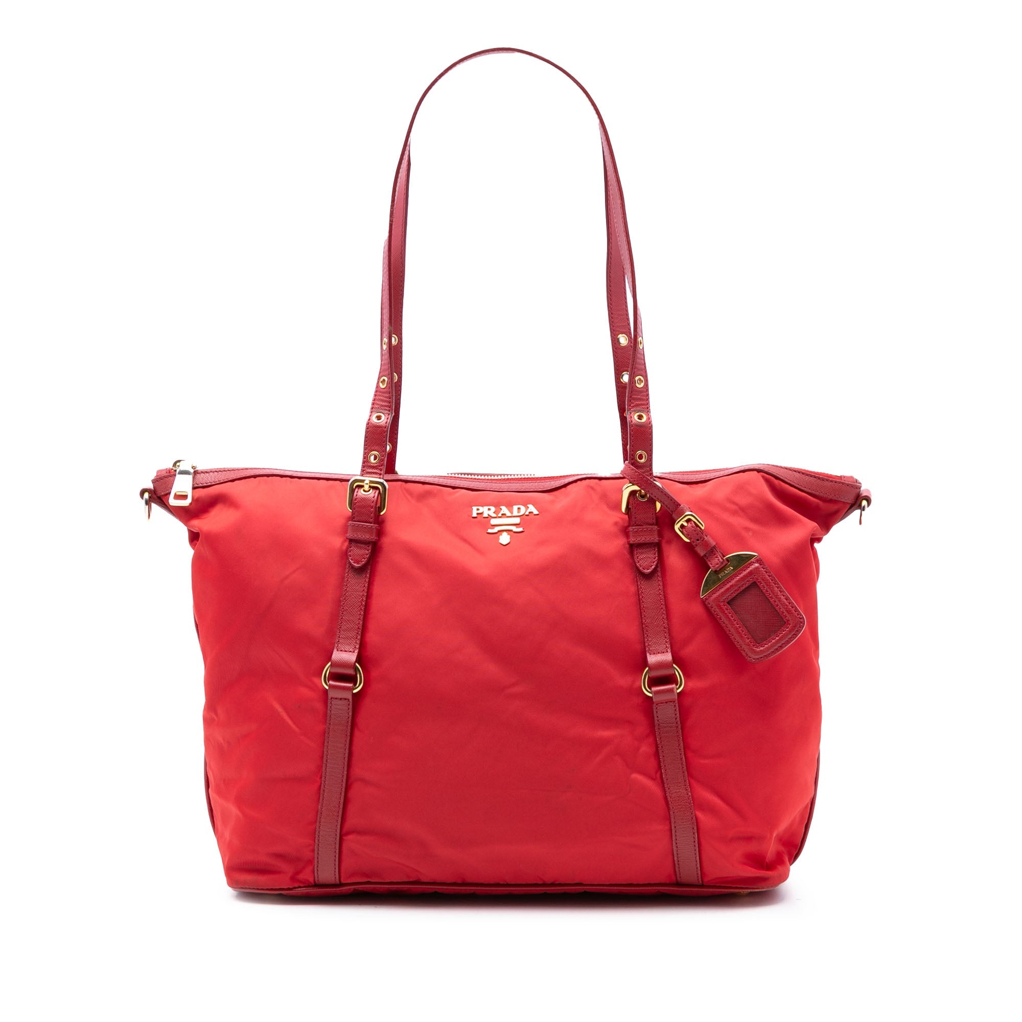 Saffiano Trimmed Tessuto Zip Top Convertible Tote