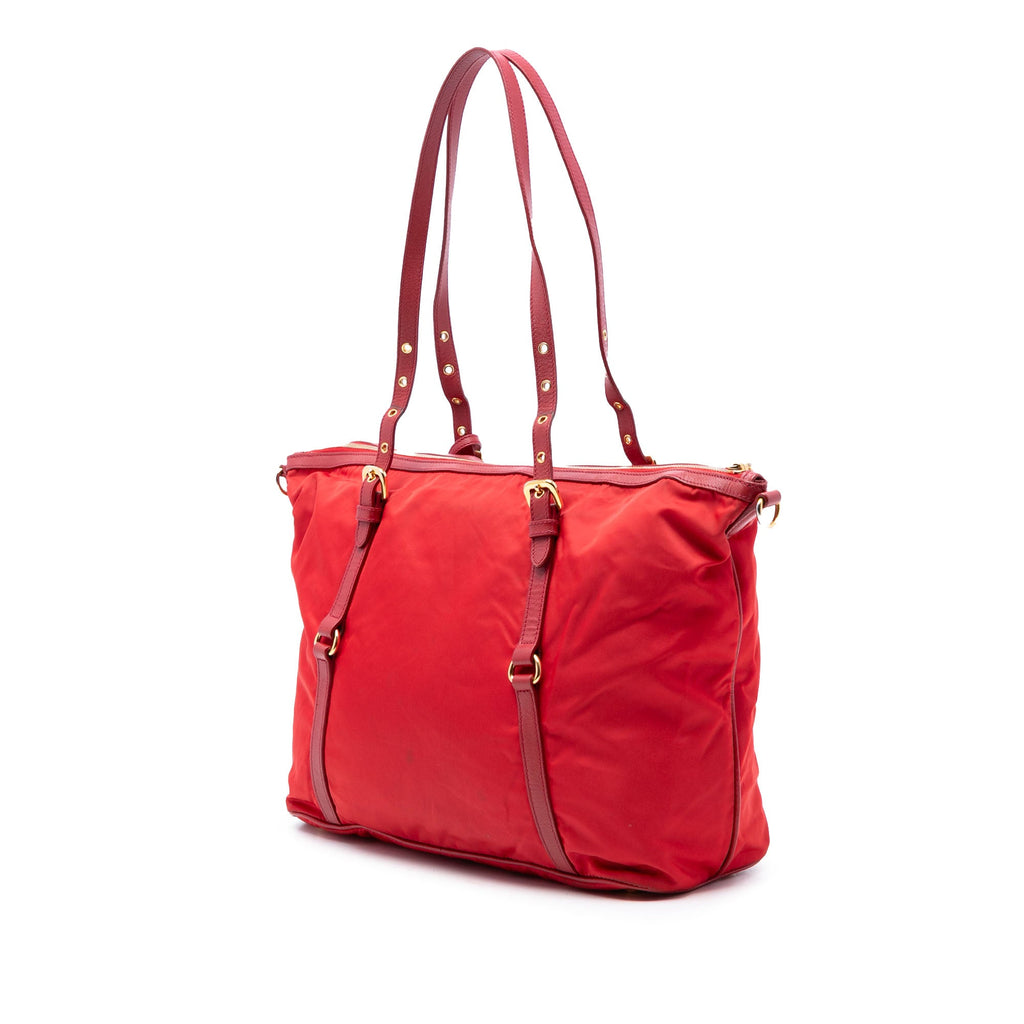 Saffiano Trimmed Tessuto Zip Top Convertible Tote