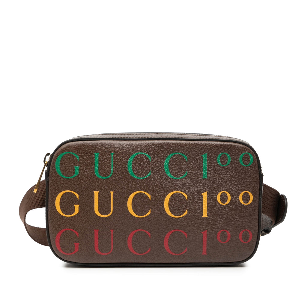 100th Anniversary Textured Dollar Calfskin Logo Belt Bag
